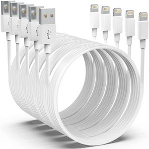 CÂBLE TÉLÉPHONE Chargeur pour iPhone 13 / 13 mini / 13 Pro / 13 Pro Max Cable USB Data Synchro Blanc 1m [Lot de 5]