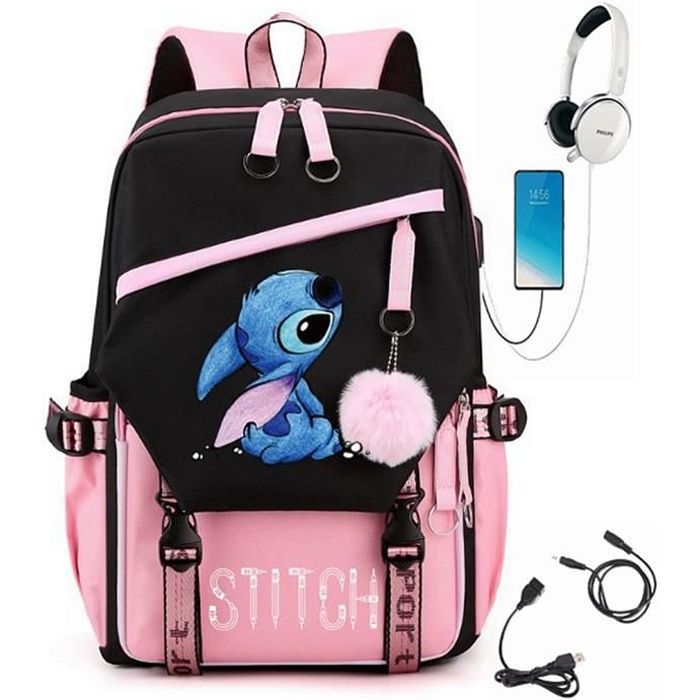 Stitch sac à dos pour tout-petits fille rose lilas 30x 24x9