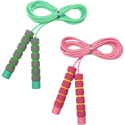 Lot De 2 Cordes à Sauter Enfant – Réglables, 300 Cm, Poignées Mousse, Rose Et Vert, Pour Fitness Et Plein Air