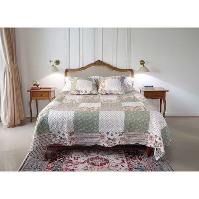 Boutis Patchwork - Copriletto trapuntato per San Valentino, 230 x 250