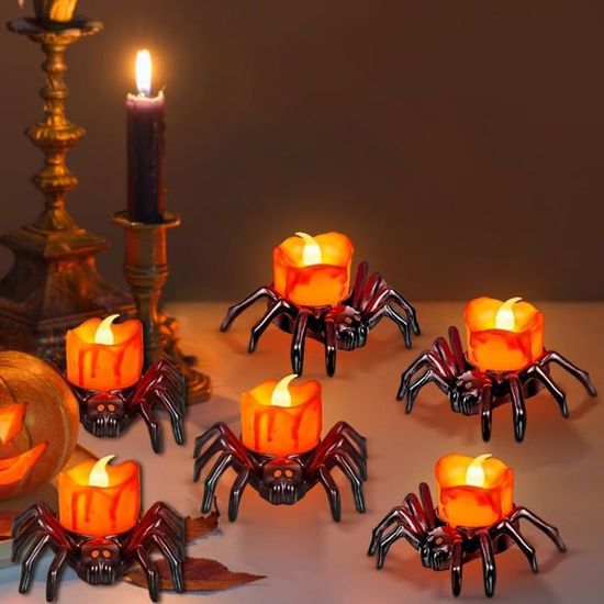 Lot 12 Bougies LED Noires Halloween - Bougies Chauffe-Plat Électriques Vacillantes Réalistes - Sans Flamme à Piles