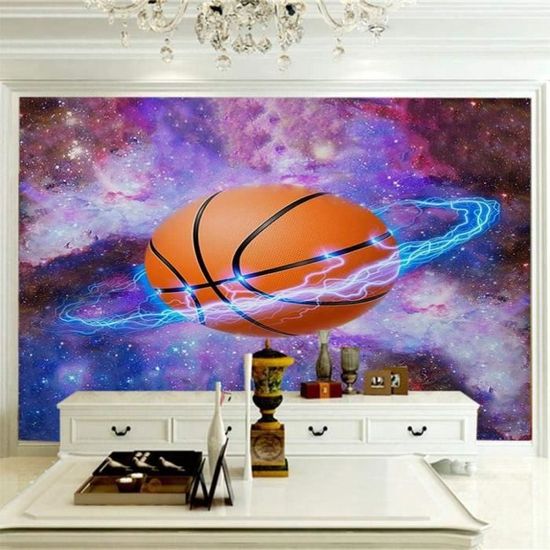 Papier peint Photo étoile de Basketball sur mesure, décor Mural industriel  pour cour de Gym, décoration de chambre à coucher 3D - AliExpress