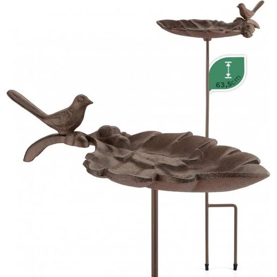 Abreuvoir Oiseaux Extérieur Résine Avec Rouge-Gorge - Bain Oiseaux Jardin Sur Pied 22x13cm