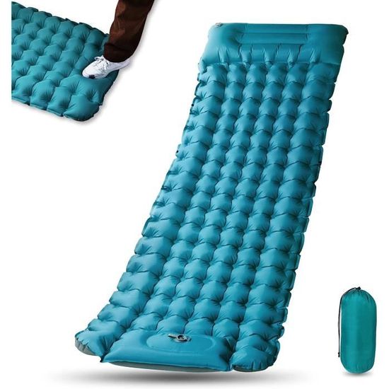 Matelas Camping Autogonflant 10cm Épais - OBSGUMU - Ultraléger 0.89kg - 200x69cm - Bleu Marine