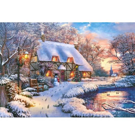Puzzle 500 pièces - CASTORLAND - Cottage en hiver - Paysage et nature - 10 ans