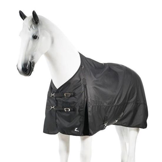 Couverture De Paddock QHP Big Neck - Noir, Imperméable, Respirante, Extra Large Pour Chevaux Baroques