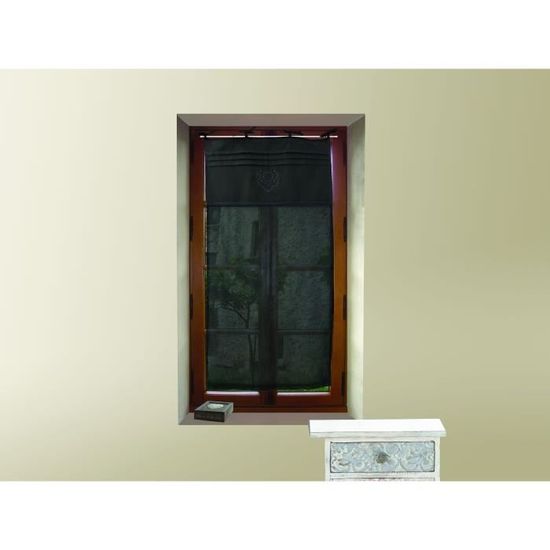 Voilage Décoratif LOUANE - Brise-vue 60x120 Cm, Motif Végétal Dévoré - Blanc