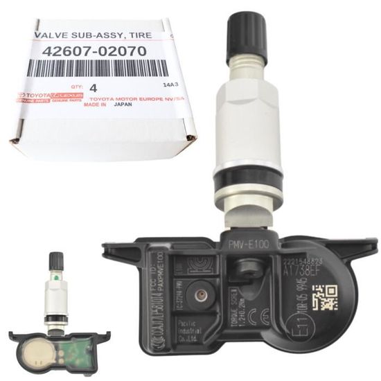 Kit 4 Capteurs Pression Pneus Toyota - Pour Corolla, C-HR, Land Cruiser - Tiges Valve Métal - TPMS Remplacement Direct - Surveillance Précise Temps Réel