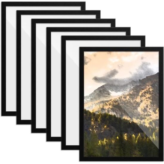Lot De 6 Cadres Magnétiques Noirs 30x40 Cm – Cadres Photo Diamant Peinture Faciles à Installer