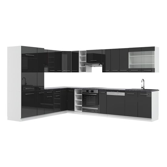 Vicco Cuisine en angle Anthrazit-Gold Landhaus 347x60cm , PT Anthracite