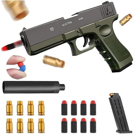Pistolet Jouet à Balle Molle Glock Batterie de 500mAh Mode manuel et  électrique avec 18 balles molle et coque pour enfants garçon - Cdiscount  Jeux - Jouets