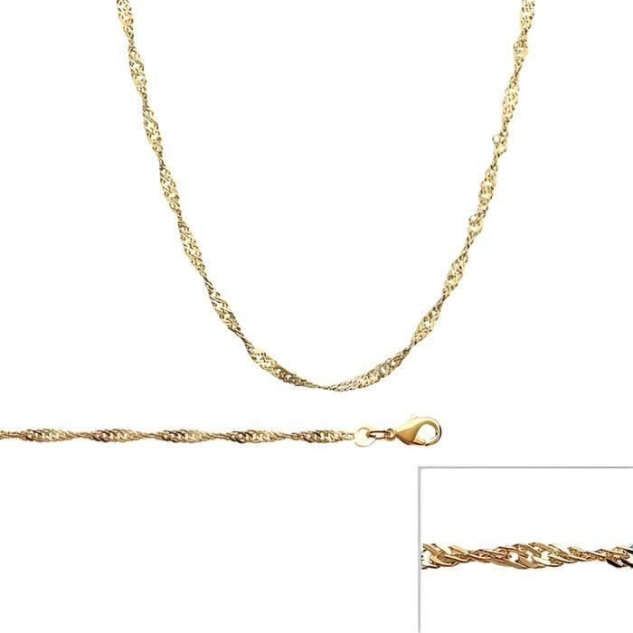 Chaîne de Cou 50 cm x 2,1 mm Plaqué Or Jaune Maille Torsadée