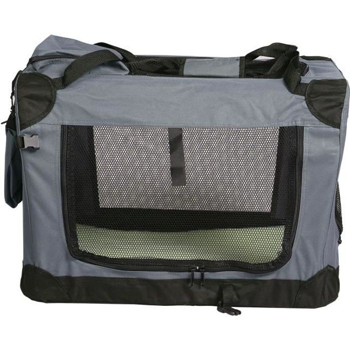 EUGAD Cage de transport pliable en Oxford, Sac de transport pour chien ou chat, XXL 91.4x63.5x63.5cm, Gris