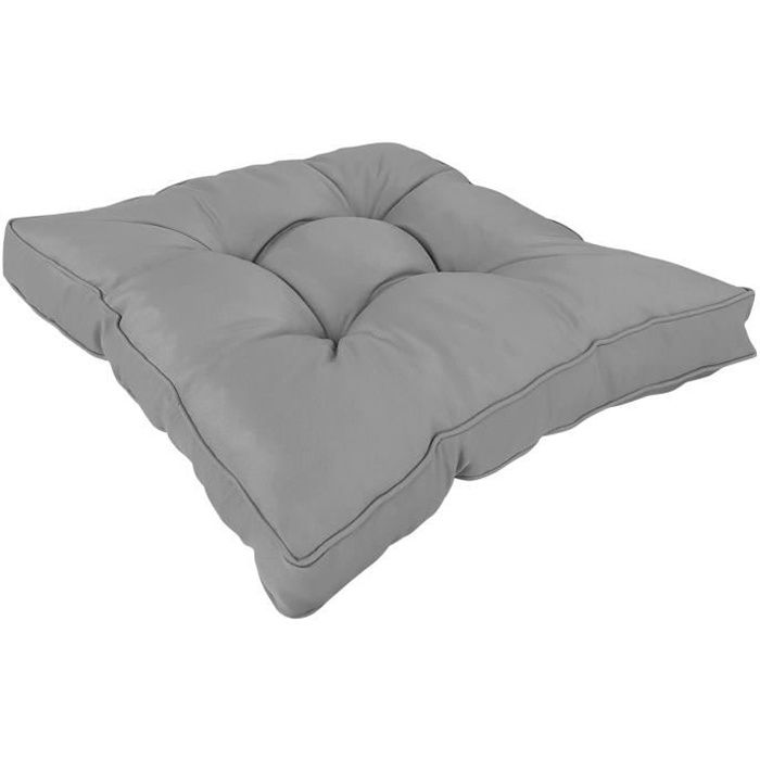 Coussin d'assise 60x60x10 cm GRIS - Coussins pour bancs de jardin, balançoires, meubles en palette, coin lecture ou salon