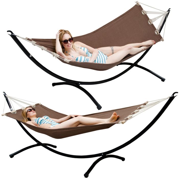 Hamac en Coton avec structure en acier Surface allongée env. 190x80cm Poids max. supporté 120 kg