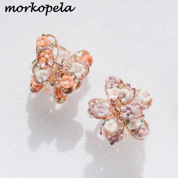 Morkopela petite fleur griffe de cheveux crabe mode pince à cheveux pour les filles accessoi - Modèle: flower orange - MIZBFSB07315