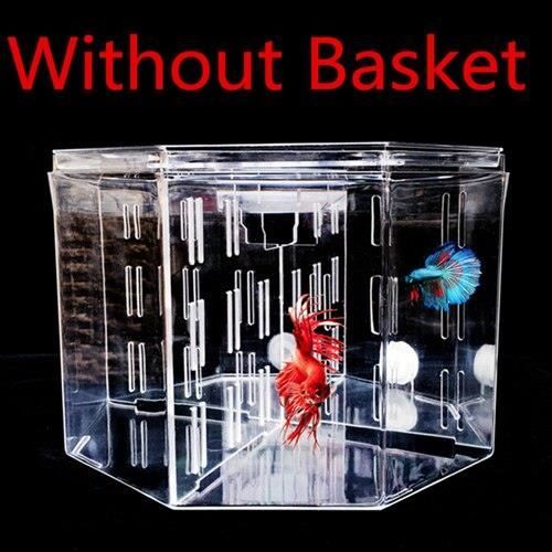 Aquarium,Grande taille 4 chambres Aquarium acrylique quatre Splits Betta Aquarium avec panier plante 4 - Type Round one-one size #A