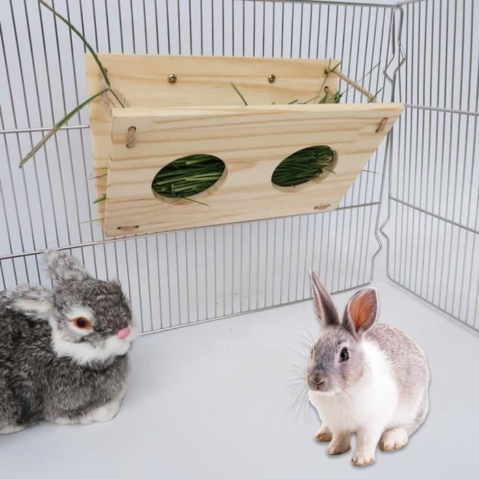 Étagère en bois pour animaux de lapin Support pliable pour mangeoire à foin cadre pour cochon d'inde et petits animaux accessoires