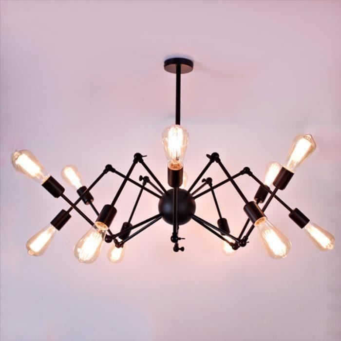 Plafonnier araignée Lustre LED Lampe Industrielle 12 Tête Sans ampoule Aw10924