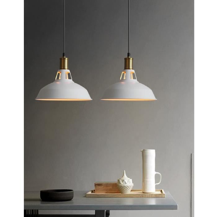 Gobel 2pcs E27 Lustre vintage de style industriel Plafonnier de chambre blanc
