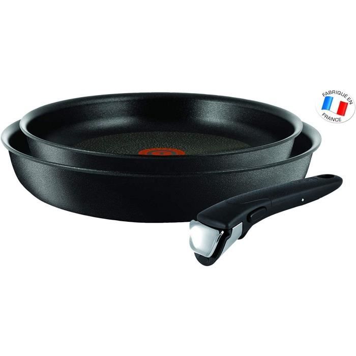 FAITOUT MARMITE Tefal INGENIO EXPERTISE Lot 2 Poecircles 2428 cm 1 Poigneacutee Amovible Induction Antiadheacutesives Noir L650178