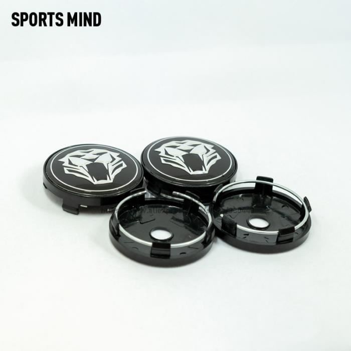 BLACK -Centre de roue de voiture avec tête de tigre, 60MM, 4 PCS-lot, pour Jaguar, Audi, BMW, Nissan, Toyota, Mazda, accessoires de
