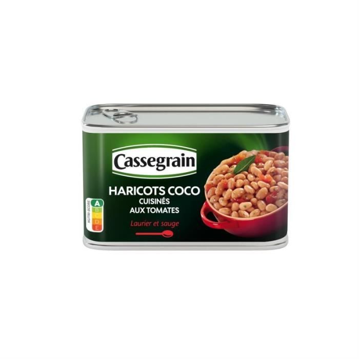 CASSEGRAIN - Haricots Coco Cuisinés Aux Tomates 1-2 435G - Lot De 4