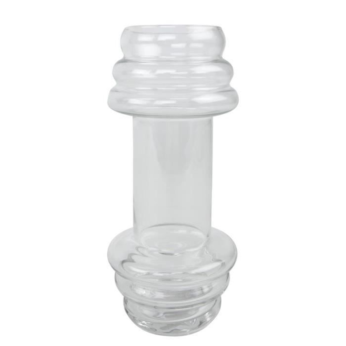 Verre XXL en forme d'un haltère transparent, imprimé, en verre, capacité env. 700 ml.