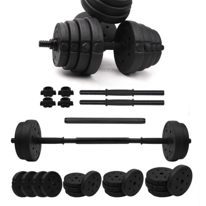 HUOLE - Ensemble d'haltères -20 kg Réglable et Réglables Poids de Musculation - Noir