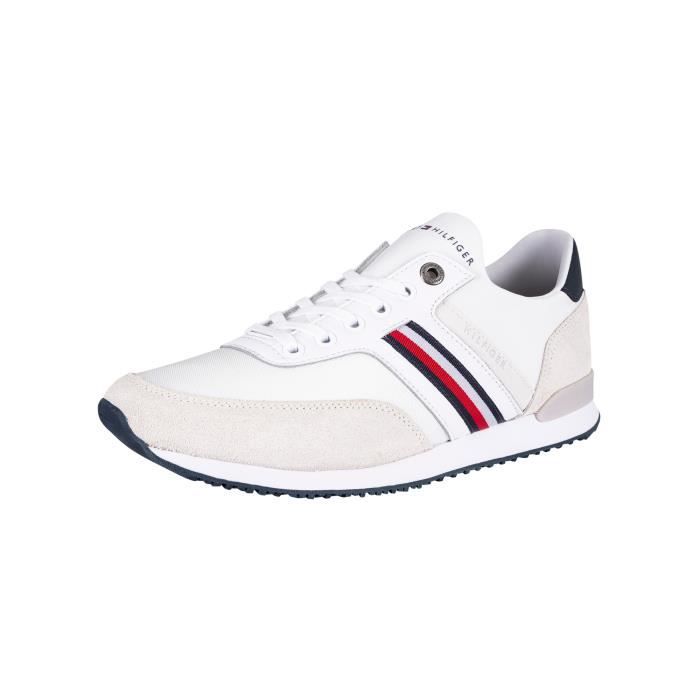 Tommy Hilfiger Pour des hommes Baskets Iconic Sock Runner Mix, blanc