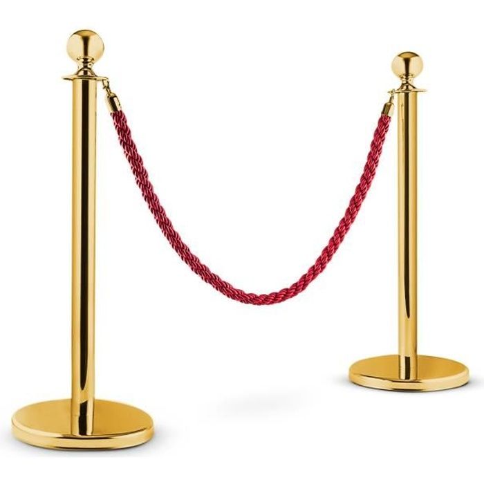 Poteaux de guidage oneConcept Golden Gate 2 poteaux 1 cordon doré-rouge