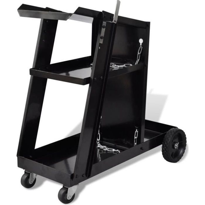 Chariot pour poste de soudure avec 3 étagères Noir