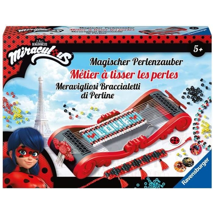 Métier à tisser Miraculous - Ravensburger - Loisir créatif enfant - Coffret complet création bracelets - Dès 5 ans