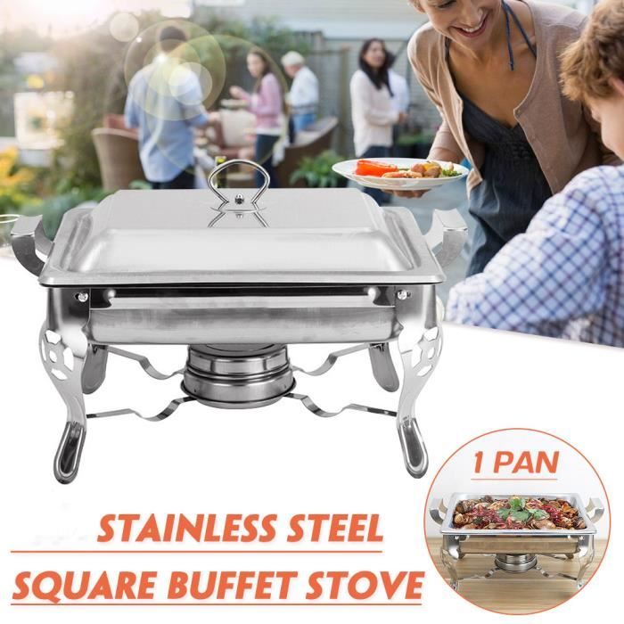 TEMPSA 6L Chafing-dish inox - Poêle Buffet Récipient en acier Inoxydable - Chauffe-plats avec couvercle Isolation - Thermique Dîners