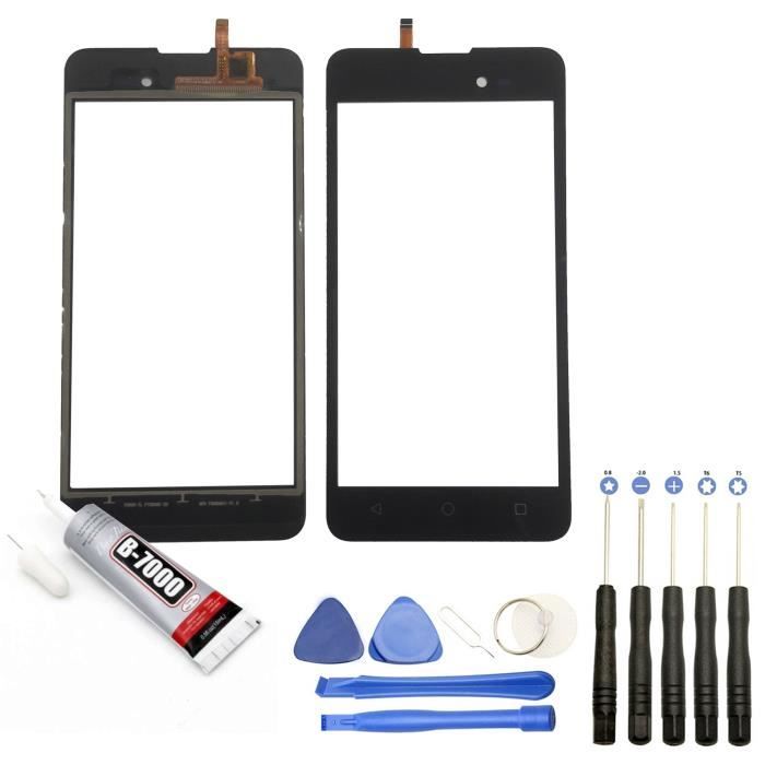 Visiodirect® Vitre écran tactile compatible avec Wiko Sunny 2 plus Taille 5- NOIR+ Kit outils + Colle B7000 Offerte