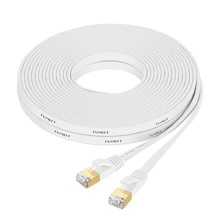 Reulin Câble Ethernet Cat 8 Plat Ultra Flexible 3.5M - 40Gbps RJ45 Haute Vitesse Pour PC, TV, PS5