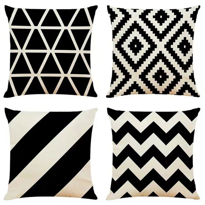 Lot de 4 housses de coussin géométriques housse de coussin carrée 40 x 40 cm