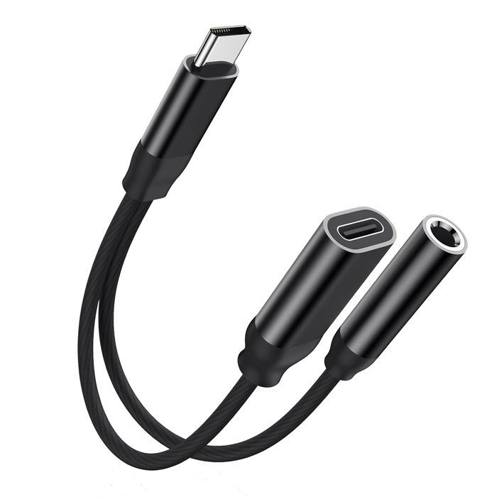 Adaptateur Double USB-C Jack Et Charge - 2 En 1, Permet D'écouter Et Charger En Même Temps, Compatible Samsung Galaxy Etc.