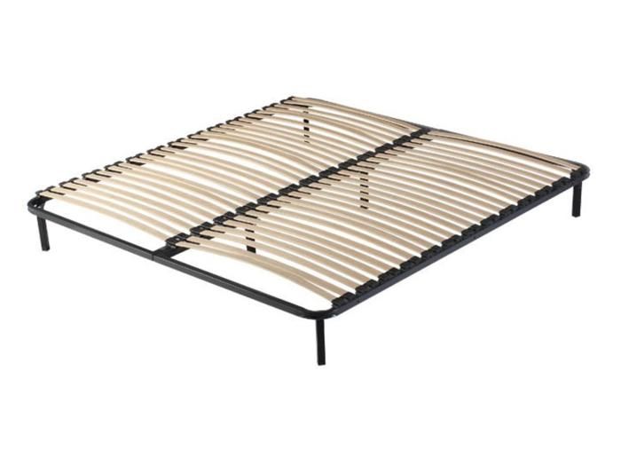 Anya - Sommier Noir Cadre a lattes Renforcé et Soutien Réglable + 6 Pieds 120x200 x 29 cm en Metal