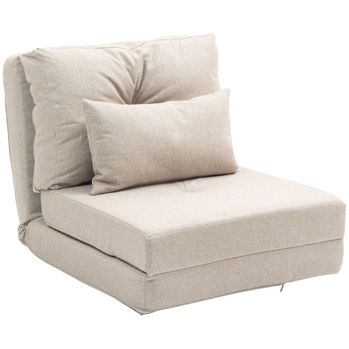 Chauffeuse canapé-lit convertible - HOMCOM - 1 coussin avec dossier réglable - beige