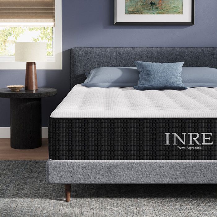Matelas 140x200 cm INRE 31 cm - Mémoire de Forme Réversible 7 Zones Ergonomiques Tissu Écologique et Respirant Confort Optimal