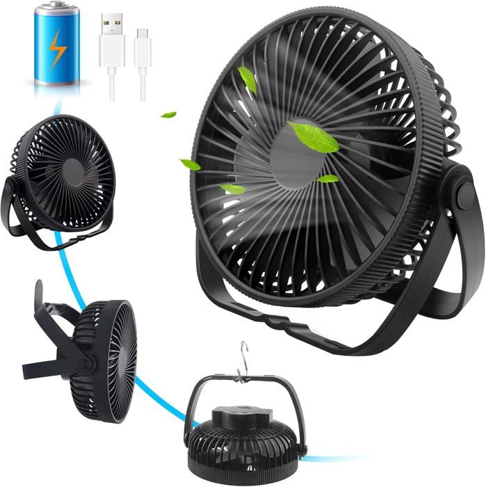 Ventilateur de bureau silencieux à batterie rechargeable en 1 puissant ventilateur USB mini ventilateur portable à 3 vitesses - Beijiyi