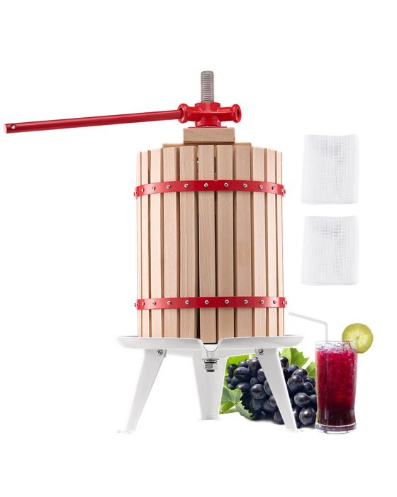 Pressoir à Fruits Manuel 12L En Bois - Pour Vin, Jus, Cidre