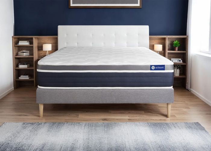 Ensemble Matelas Sommier 180x220 cm - Actimemo Confort - Sommier Kit Gris Ensemble Matelas Sommier 180x220 cm - Actimemo Confort - Sommier Kit Gris