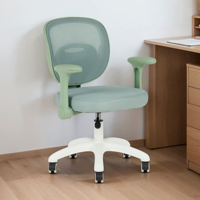 Chaise de bureau enfant AMELIA Vert Réglable en hauteur avec Accoudoirs Assise Rembourrée Confortable Chaise de bureau enfant AMELIA Vert Réglable en hauteur avec Accoudoirs Assise Rembourrée Confortable