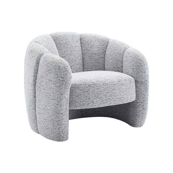 Fauteuil coquillage en tissu chenille gris DELIPO