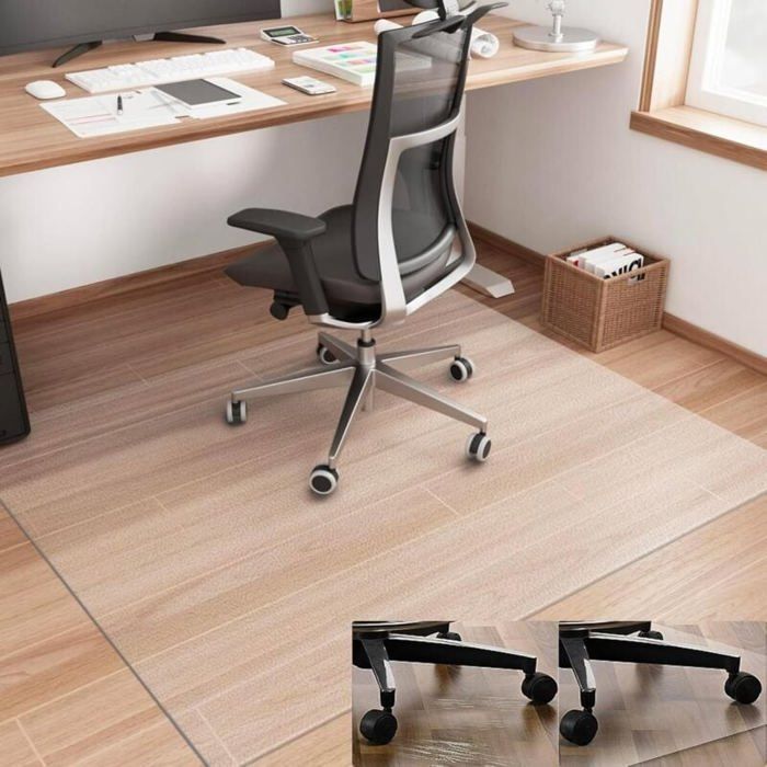 Tapis Protection Sol Chaise Bureau Transparent 90x130cm 1,5mm - PVC Antidérapant