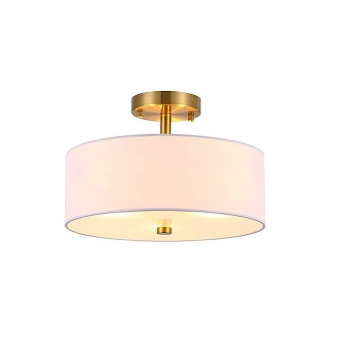Plafonnier en tissu blanc et Or D32cm