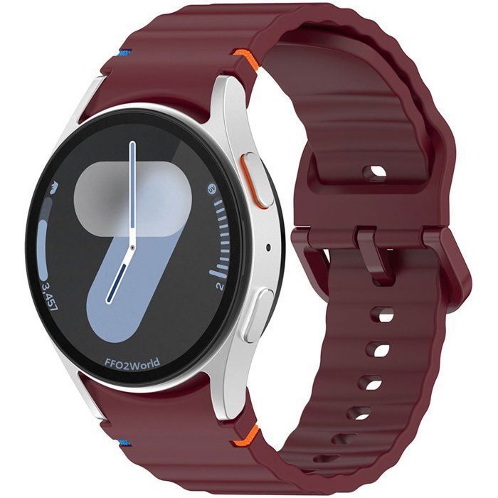 Stravo Bracelet silicone ondulé sport compatible Samsung Galaxy Watch 7/6/5/4 Classic Pro 40/44 mm – 20 mm - Bordeaux