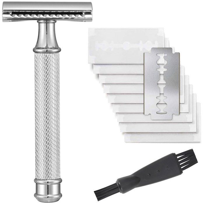 Rasoir + 10 lames - Coffret de rasoir de sécurité avec 10 lames pour rasoirs en acier inoxydable - pour un rasage tout en douceur